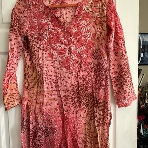 Raj pink leopard print imported tunic, size small